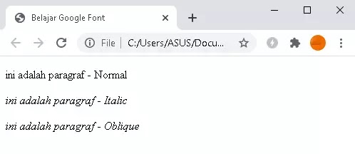 Cara memiringkan huruf dengan css Memiringkan huruf dengan css