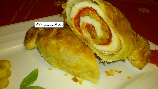  CARAMELOS DE HOJALDRE CON POLLO RELLENO 
