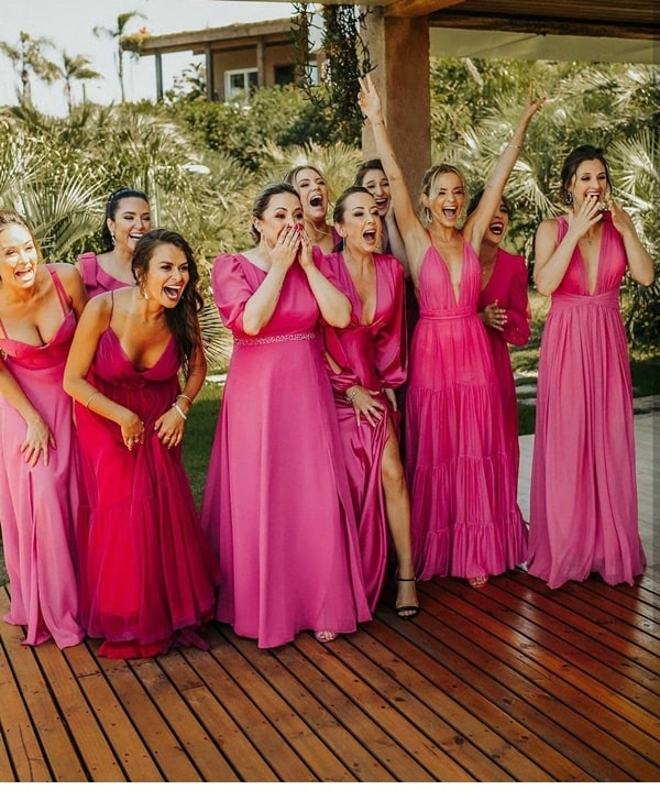 paleta pink e fucsia para madrinha de casamento