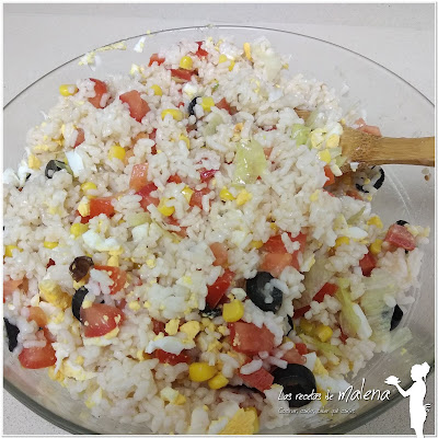 Ensalada de arroz en microondas. Una receta  para preparar en tan sólo diez minutos