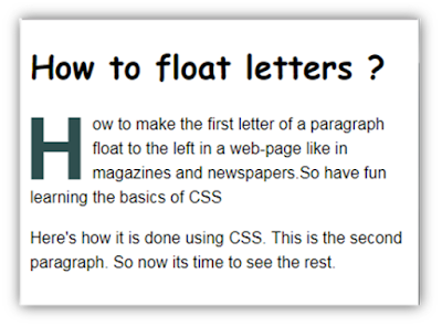 float paragraph webpage