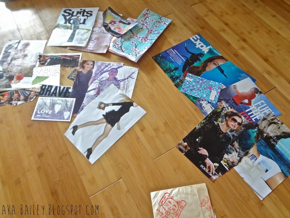 Craft Club: Magazine pags laid out for collages