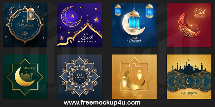 Happy Eid Mubarak Vector Design Background Pack 2