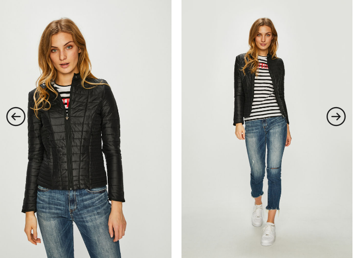 Geaca femei imblanita Guess Jeans originala neagra din fas Geaca femei imblanita Guess Jeans originala neagra din fas