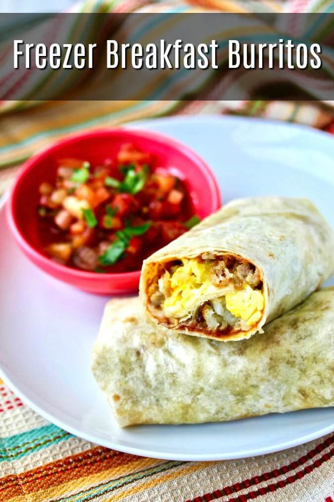 These Freezer Breakfast Burritos, filled with eggs, sausage, cheese, refried beans, Tater Tots, and salsa, will make your weekday mornings so much easier. 