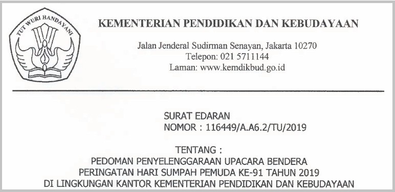 Surat Edaran Kemendikbud Tentang Pedoman Penyelenggaraan Upacara Bendera Peringatan Hari Sumpah Pemuda Hsp Ke 91 Tahun 2019 Belajar Tanpa Batas