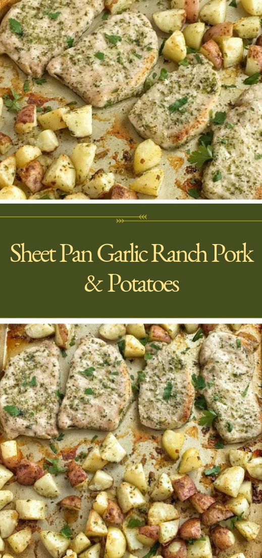 Sheet Pan Garlic Ranch Pork Chops & Potatoes #vegan #recipevegetarian 