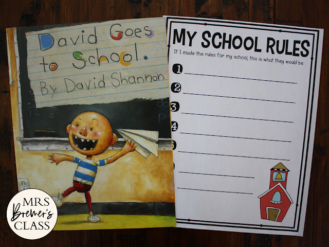 David Goes to School book study activities unit with Common Core aligned literacy companion activities and craftivity for Kindergarten and First Grade