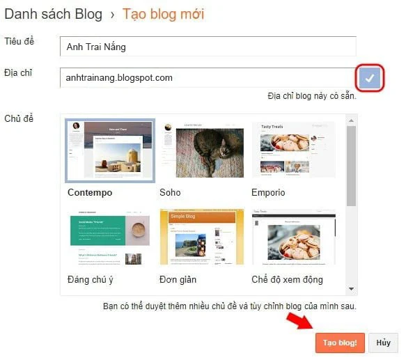 Hướng dẫn tạo website miễn phí với Blogger