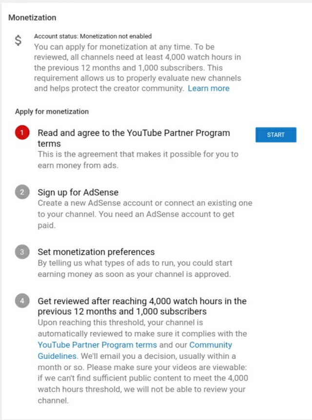 YouTube account link AdSense