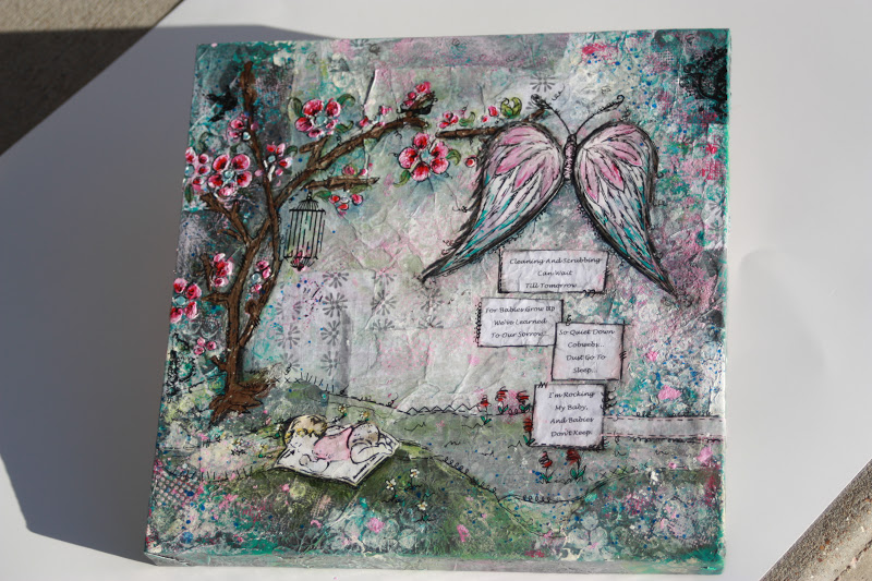 My Three Gs Rocking My Baby Mixed Media Painting