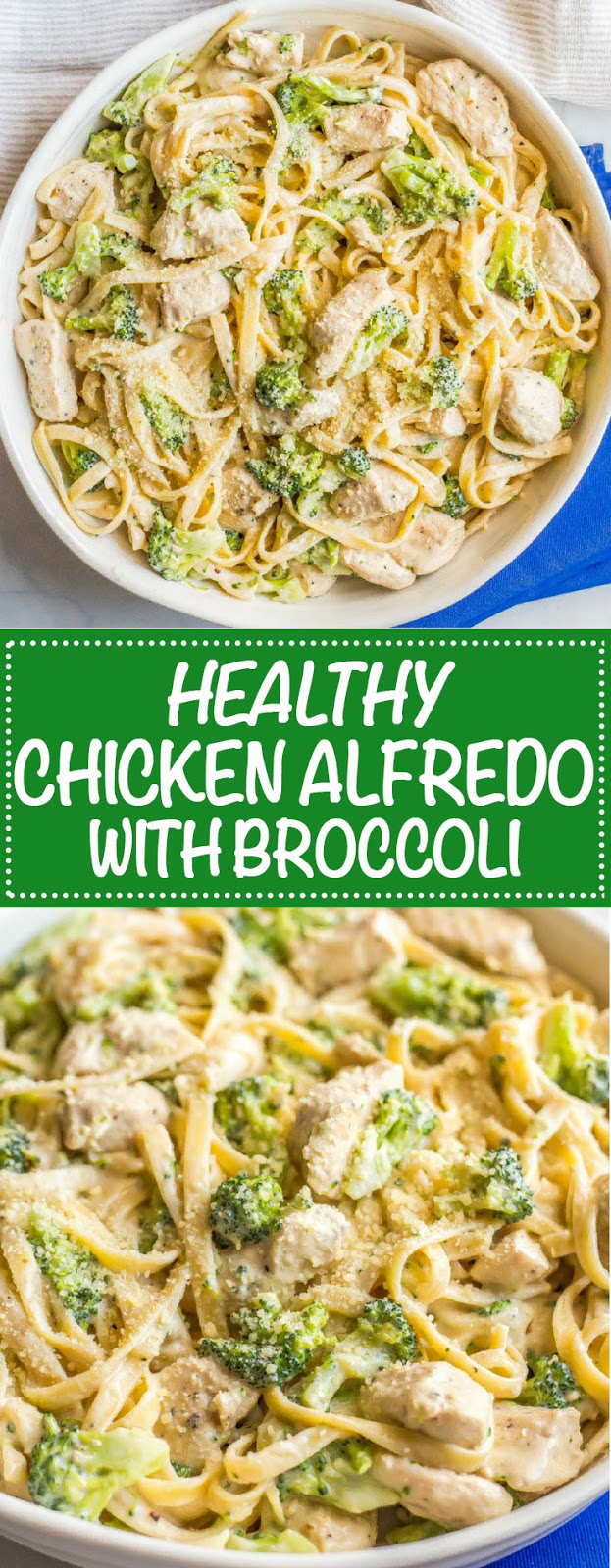 HEALTHY CHICKEN ALFREDO WITH BROCCOLI