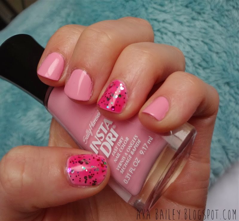 Pink and glittery nails