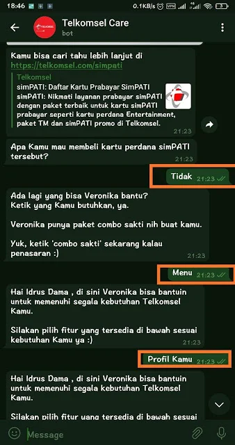 Chat Veronika di Facebook