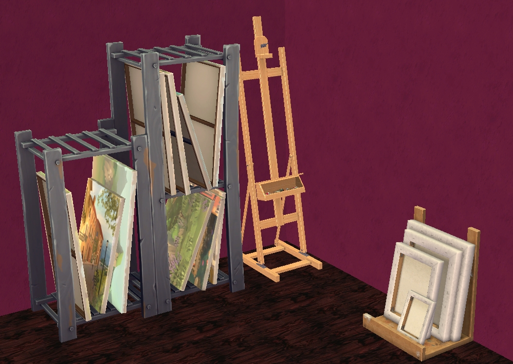 TheNinthWaveSims The Sims 2 The Sims 4 Painting Canvas Storage Rack