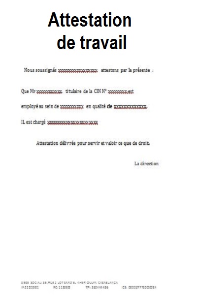model attestation de travail word gratuit