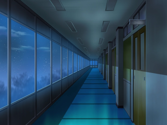 School Hallway at Night (Anime Landscape)