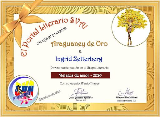 El "Araguaney de oro" ...Primer puesto en el foro "Sociedad venezolana de artistas internacionales"