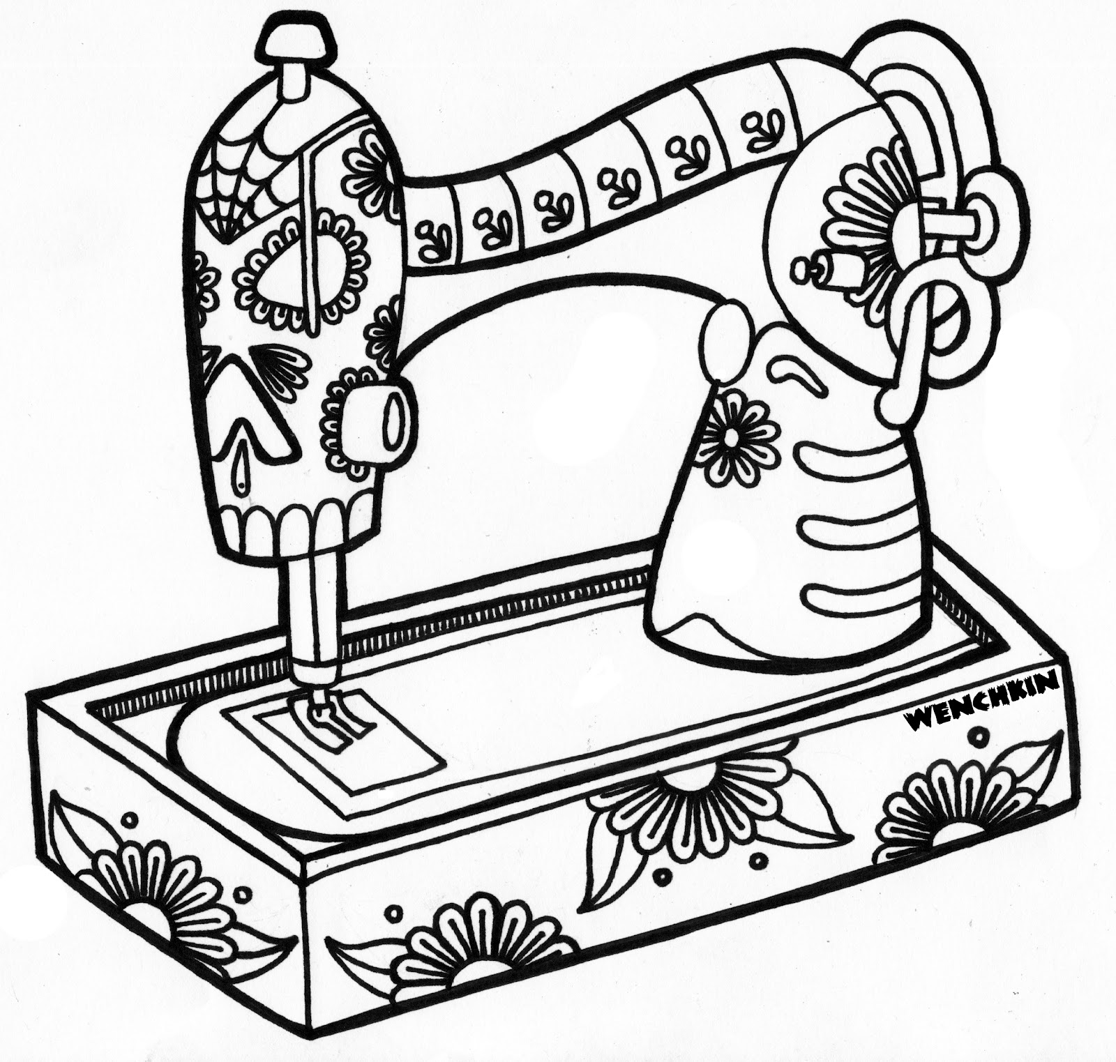 Download Yucca Flats, N.M.: Wenchkin's coloring pages - Skele Sewing Machine