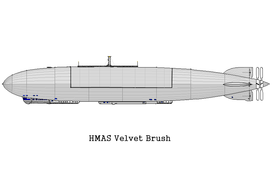 HMAS Velvet Brush by Kevin Jepson based on the Graf Zeppelin. Original image from Wolfs Shipyard HMAS Velvet Brush by Kevin Jepson based on the Graf Zeppelin. Original image from Wolfs Shipyard