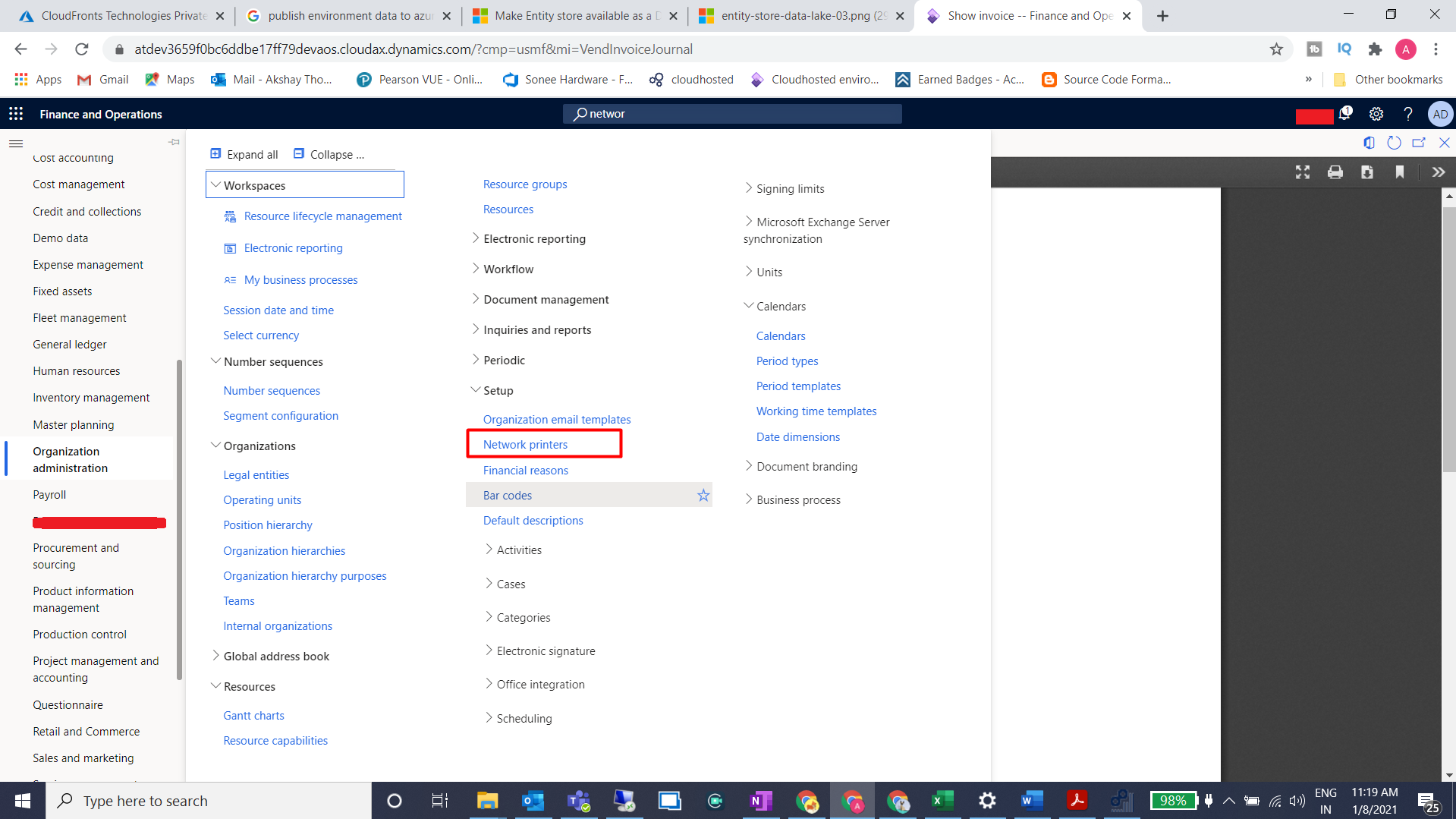 Provide print from D365Fo to printer using Network printers configuration
