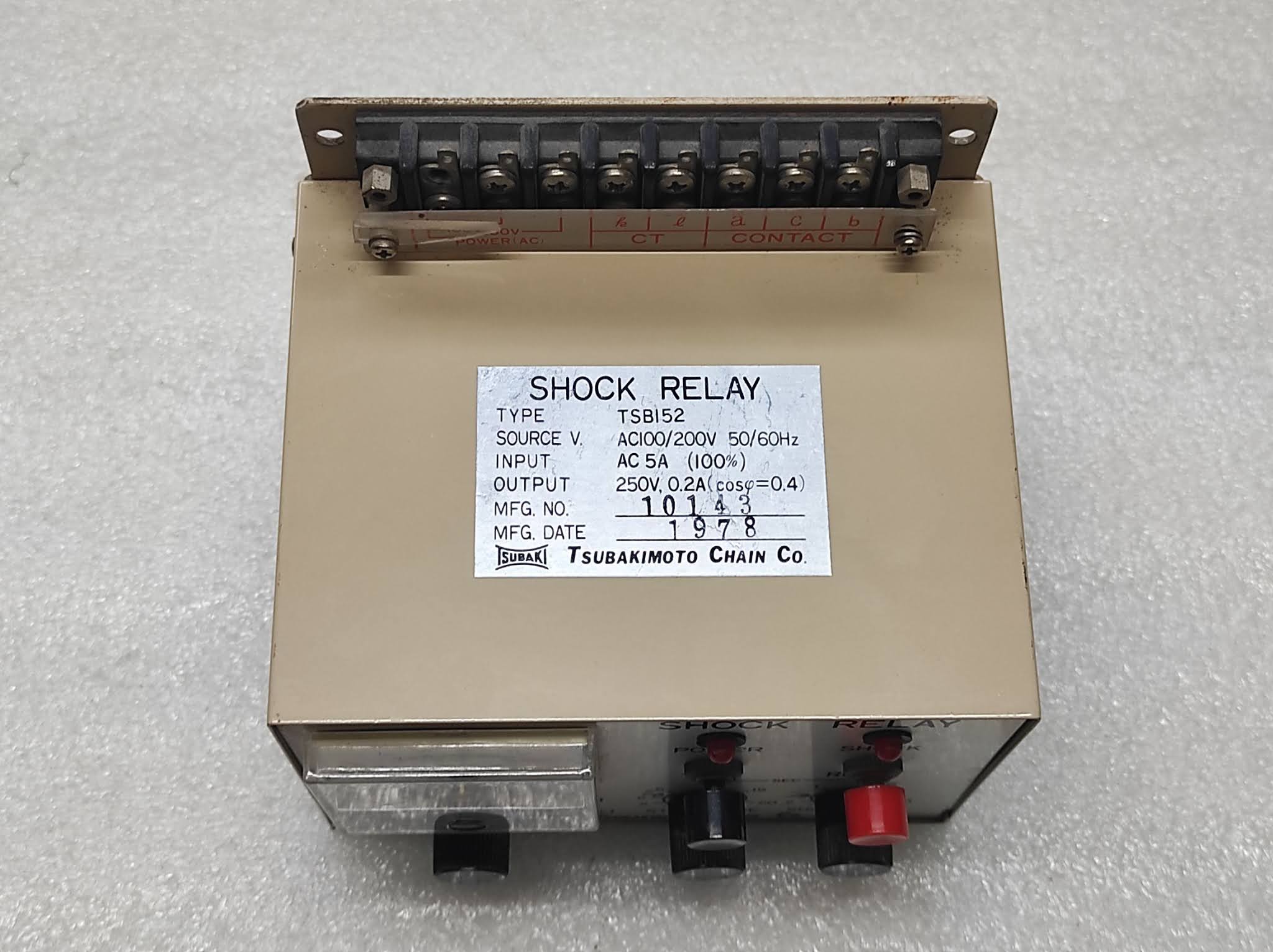 TSUBAKI TSB152 SHOCK RELAY 100200V AC