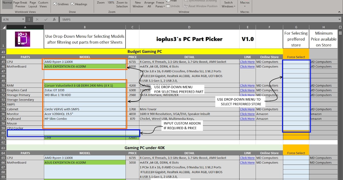 PC Part Picker PC Configuration Tool with suggested configurations
