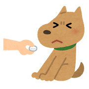 薬を嫌がる犬のイラスト