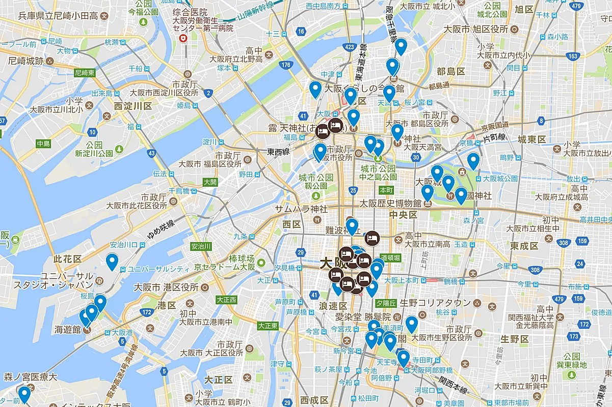 大阪-大阪景點-推薦-地圖-Map-自由行-大阪必遊景點-大阪必去景點-大阪旅遊景點-大阪觀光景點-大阪行程-一日遊-二日遊-日本-osaka-tourist-attraction-travel