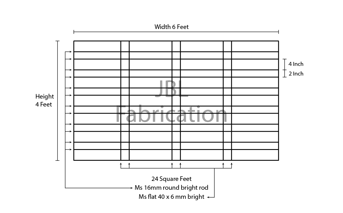 Window grill price per square foot with material and without material
