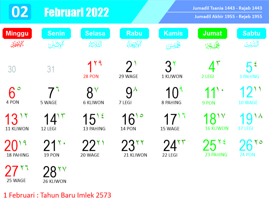 Kalender Februari 2022 - Kanalmu