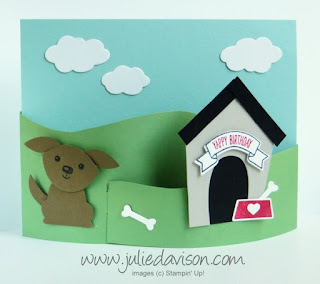 Stampin' Up! Home Sweet Home Yappy Birthday Fox Builder Punch Dog Bendy Card + Video Tutorial #stampinup www.juliedavison.com