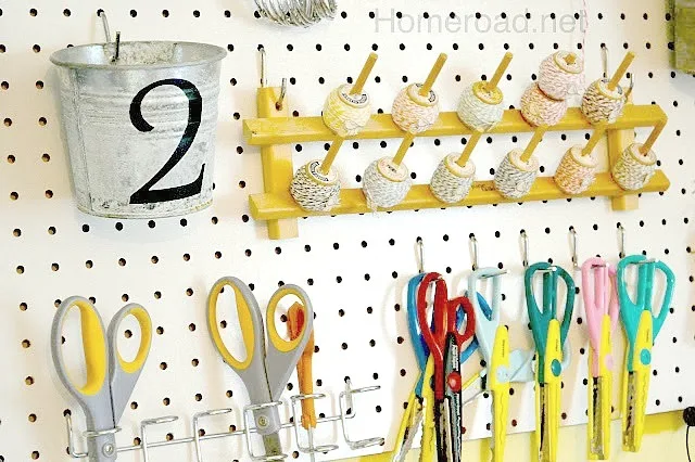 pegboard organization using hooks