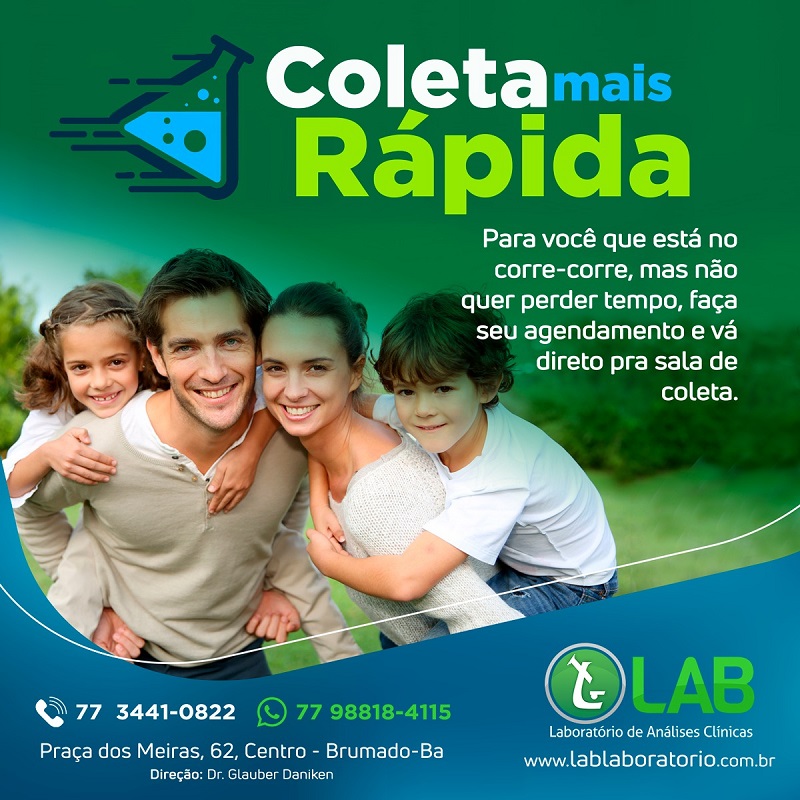 No LAB Laboratório você dispões de coleta mais rápida No LAB Laboratório você dispões de coleta mais rápida