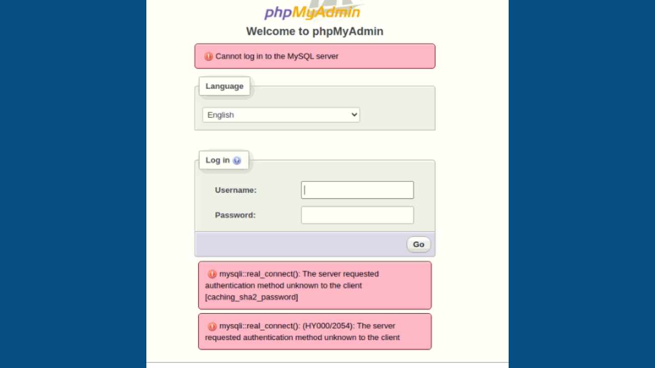 PhpMyAdmin error requested authentication method unknown to the client [caching_sha2_password]
