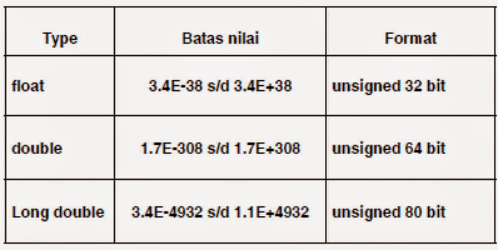 Tipe float Information Technology