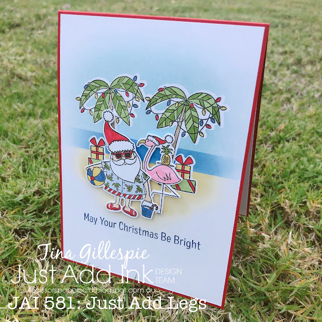 scissorspapercard, Stampin' Up!, My Favourite Things, Sun-Lovin' Santa, Sun-Lovin' Santa Dies, Stampin' Blends, Christmas Card, Just Add Ink