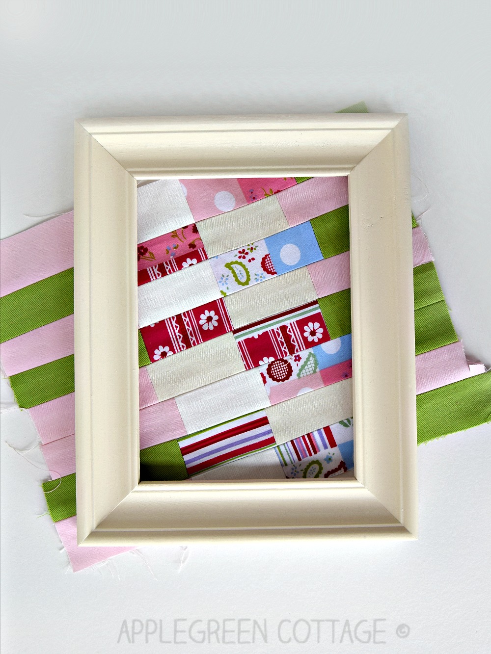 How To Frame A Patchwork Mini Fabric Art on Display AppleGreen Cottage