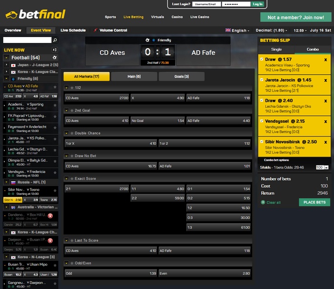 Betfinal Betfinal Screen