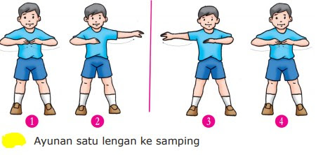 Langkahkan kaki kiri dan kedua lengan di samping badan. gerakan ini merupakan bentuk langkah ...