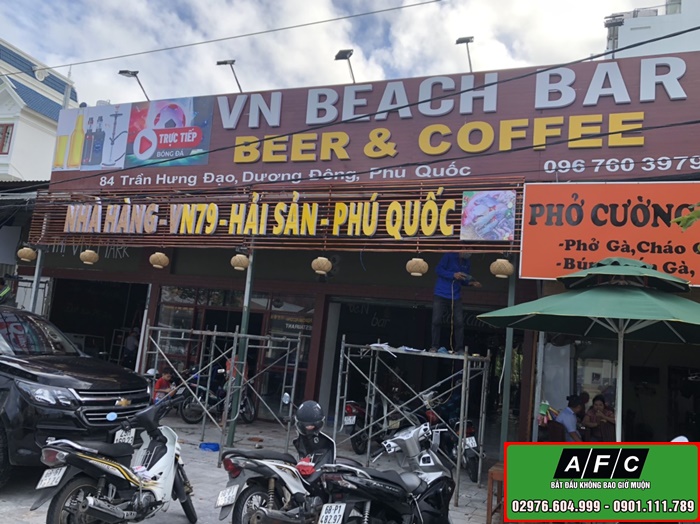 Làm bảng hiệu Nhà hàng VN79 Hải sản Phú Quốc