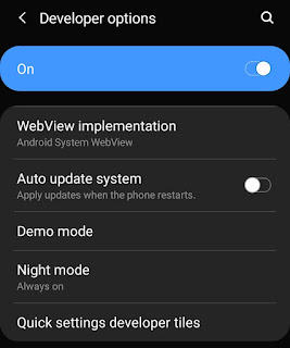 Developer options on Android