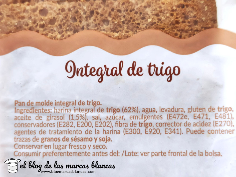 Pan de molde integral de trigo EL MOLINO DE DIA el blog de las marcas  blancas