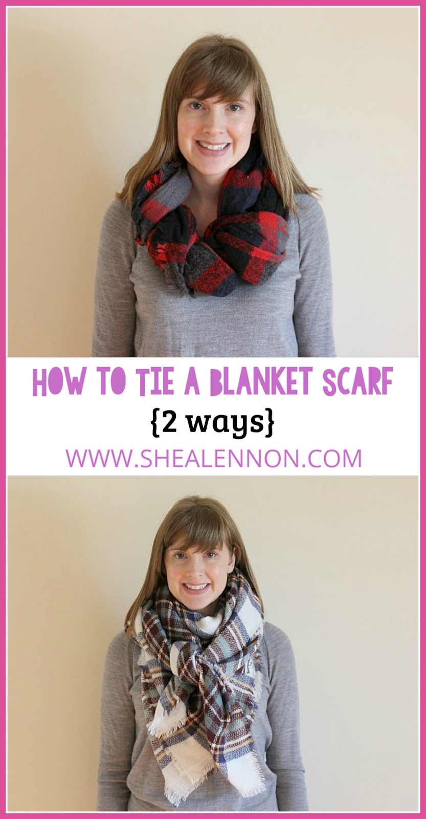 How to tie a blanket scarf - two (non-bulky) ways