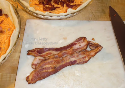 chopping bacon for quiche