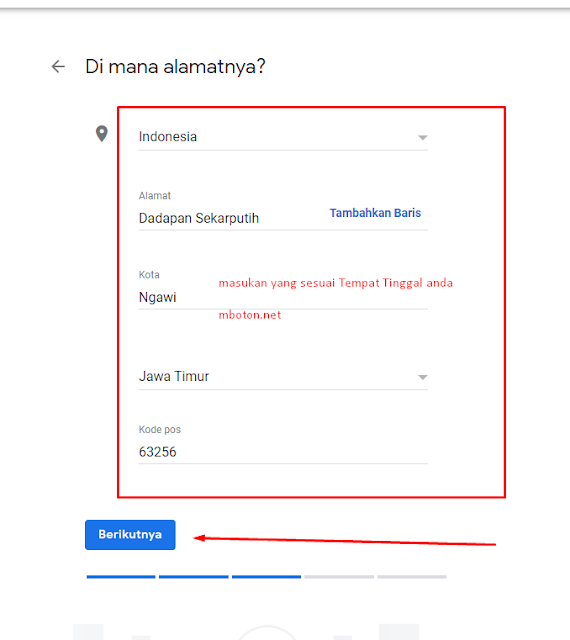 Masukan Alamat Google Bisnis
