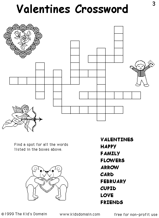 5 Easy Valentines Crosswords For Kids Valentines Crossword 5 Easy Valentines Crosswords For Kids Valentines Crossword