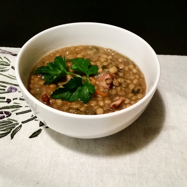 The Joyous Kitchen Lentil & Bacon Stew with Italian Parsley