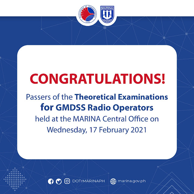 MARINA List of Licensure Theoretical Exam Passers [2021] Marine Deck