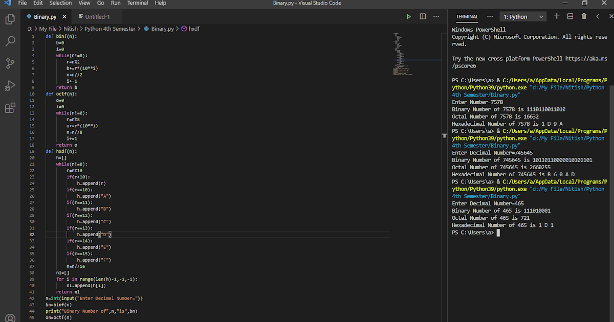 CONVERSION OF DECIMAL NUMBER TO BINARY, OCTAL AND HEXADECIMAL NUMBER ...